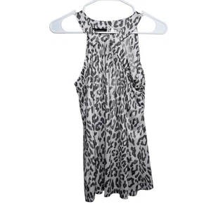 INC International Concepts Blusa Donna Canotta Piccola Metallizzata Ghepardo - Foto 1 di 7