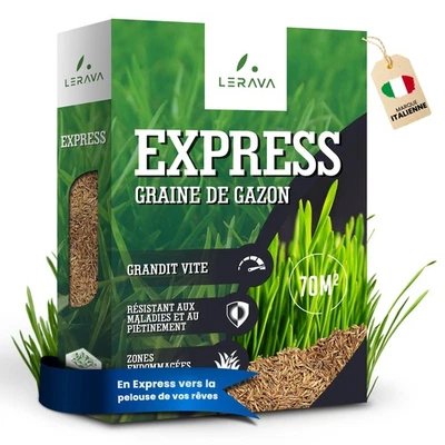 ® Gazon à Semer EXPRESS 70m² - Graines de Gazon Rustique à Croissance Rapide ... - Imagen 1 de 4