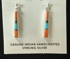 Navajo Rick Tolino Türkis Stachelige Auster Ohrringe Sterlingsilber - Bild 1 von 4