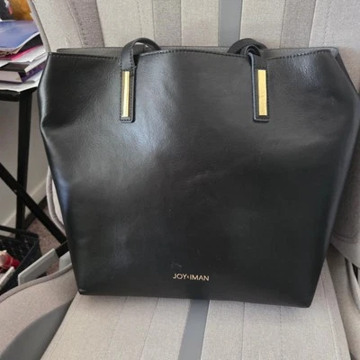 Bolso de Mano Joy & Iman Cuero Negro Inserto Extraíble Monedero Muñequera Borlas Foto 1 de 4