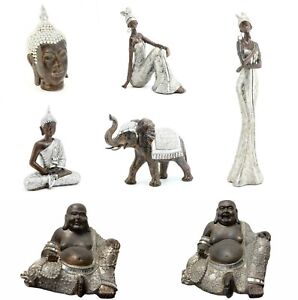 Leonardo Exotic Art Figurine - Silver & Stone Effect Elephant Masai Buddha