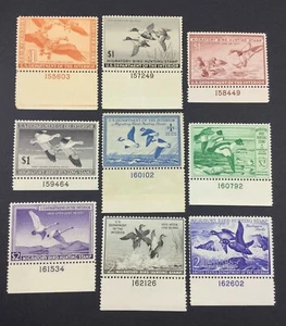 MOMEN: US STAMPS #RW11-RW19 DUCK MINT OG NH LOT #74318 - Picture 1 of 2