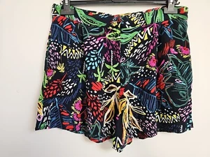 Topshop Floral Leaf Print Floaty Shorts Size 14 - Picture 1 of 4