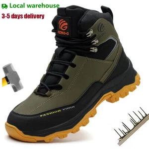 Mens Waterproof Work Boots Steel Toe Safety Shoes Indestructible Non Slip Boots - Picture 1 of 27