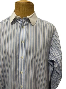 INDIVIDUALIZED SHIRTS Dress Shirt Blue White Contrast Club Collar Size 17 - Picture 1 of 12