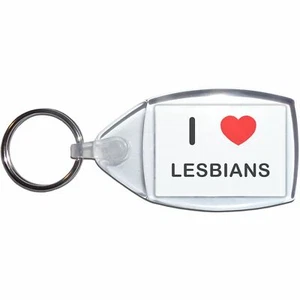 Lesbians I Love Heart Clear Plastic Key Ring (S, M or L) - Picture 1 of 8