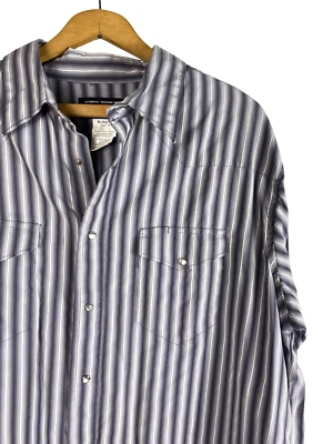 Camisa a Presión Wrangler Perla Talla XL Gris Plateado Rayas Para Hombre Western Vintage Foto 1 de 4