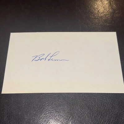 Bob Lemon Autographed Signed 3x5 Index Card BAS Beckett Authenticated - Image 1 of 3