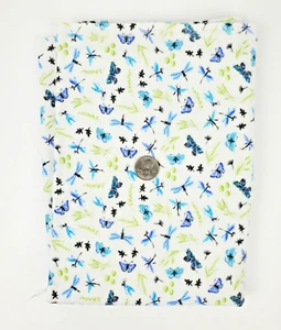 Snuggle Flannel Baby Fabric Butterflies 30" x 42" Pre-Shrunk Blue White Green - Picture 1 of 6