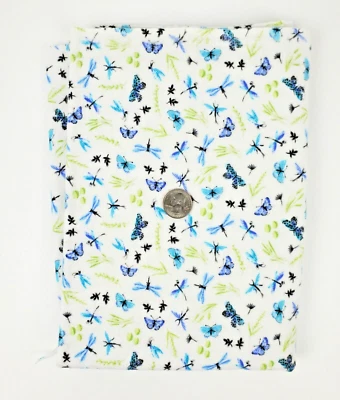 Snuggle Flannel Baby Fabric Butterflies 30" x 42" Pre-Shrunk Blue White Green - Image 1 of 4