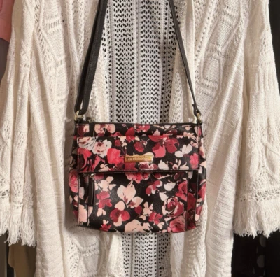 Liz Claiborne Cross-Body Bag Women's Purse Floral Pink Design Magnetic Clasp — 第 1/4 张图片