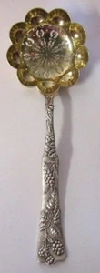 Tiffany VINE RASPBERRY Sterling Silver Pea Or Large Sugar Sifter Spoon 7 1/4" - Picture 1 of 5