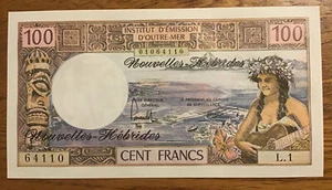 New Hebrides Banknote. 100 Francs. Dated 1977. P18d. Unc. - Picture 1 of 4