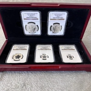 2013 Sliver Canada Maple Leaf 5 Coin Set PF 70 NGC Reverse Proof 25th. anniversa - Bild 1 von 14
