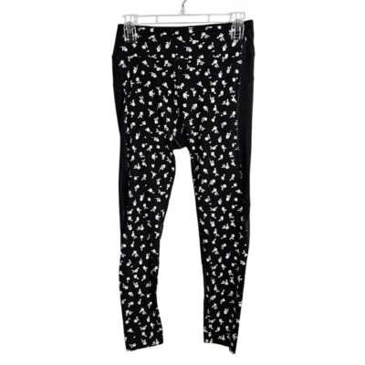 VICTORIA'S SECRET PINK Ultimate Leggings BLACK & YELLOW FLORAL size M Athleisure - Image 1 of 4
