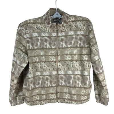 Teddi Womens Large Brown Patterned Fleece Jacket With Zip-Up Closure - Image 1 of 4