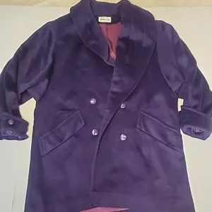 Cappotto vintage Herman Kay Avant Garde viola lana scialle colletto pipistrello - Foto 1 di 4