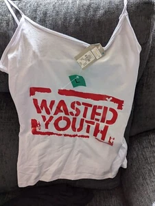 LADIES PUNK VEST TOP WASTED YOUTH - L - Picture 1 of 1