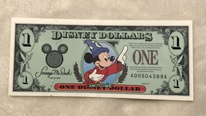 Series 1997 $1 Sorcerer Mickey Mouse Disney Dollar Walt Disney World Fantasia - Foto 1 di 2