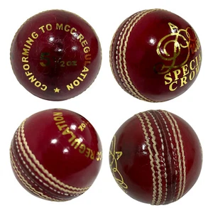 Cricketball 5 1/2 Oz Cricketbälle rot handgenäht Leder Hartball - Bild 1 von 4