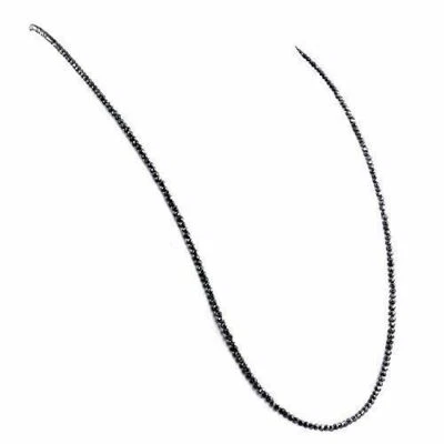 Cuentas redondeadas de diamantes negros de 2 mm de calidad certificada IGL para collar de 22 pulgadas. Foto 1 de 2