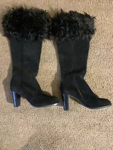 NEW Banana Republic Suede & Faux Fur Womens High Heel Boots Size 6 - Picture 1 of 3