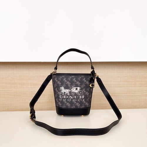 Borsa a secchiello Coach Cj828 Dakota 16 stampa cavalli e carrozze borsa donna outlet nuova