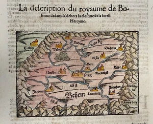 BOHEMIA 1568 COSMOGRAPHY OF MUNSTER ANTIQUE MAP 16TH CENTURY - Picture 1 of 3