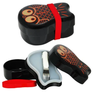 Japanese Bento Box Food Lunch Container Black Plastic Lucky Fish Made in Japan - Bild 1 von 2