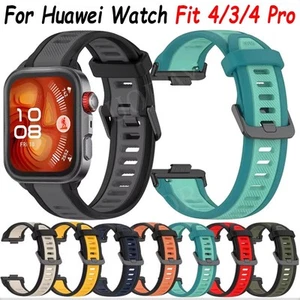 Rubber Watch Band Silicone Wrist Strap Bracelet For Huawei Watch Fit 3/4/4 Pro - Picture 1 of 46