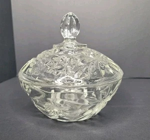 Vintage Kristallklar Glas Schmuck Körper Puderdose Schale Kuppel Deckel kein Haub oder Sieb - Bild 1 von 20