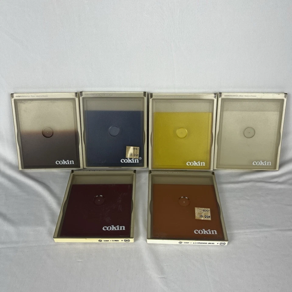 6 COKIN P Series Lens Filters Orange Yellow Red Blue Diffuser & Gradual w Cases - Image 1 of 4