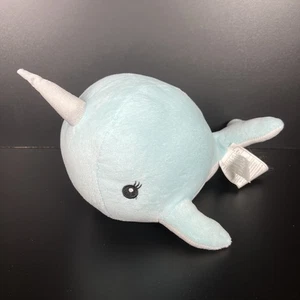 Five Sotto Peluche Narvalo Azzurro Chiaro Unicorno Balena di Mare Occhi Ricamati 10" - Foto 1 di 4