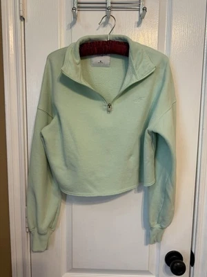 Hollister Mint Green 1/4 Zip Cropped Pullover Size Medium - Image 1 of 4