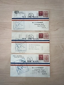(3) 1929 Balboa Canal Zone Panama First Flight covers to New York UsaVia Miami - Picture 1 of 5