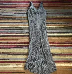 Vestido de Hielo De Colección Para Mujer 8 Seda Cachemira Maxi Sin Mangas Cuello en V Formal Elegante - Imagen 1 de 12