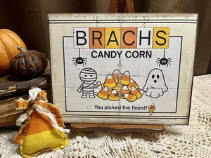 Brach’s Candy Corn, Retro Halloween, Mummy Ghost, Handcrafted Plaque / Sign - Picture 1 of 4