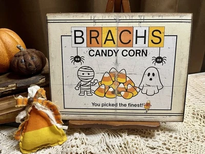 Brach’s Candy Corn, Retro Halloween, Mummy Ghost, Handcrafted Plaque / Sign - Image 1 of 4