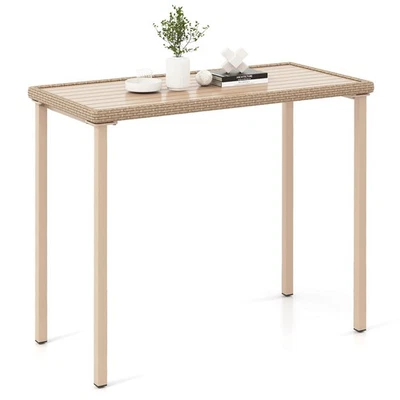 "Mesa de barra de patio de 48"" para exterior rectangular de metal de alta resistencia" Foto 1 de 4