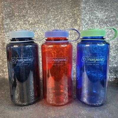 Бутылка для воды с широким горлышком Nalgene 32 унции смешанные цвета без бисфенола А 3 шт. сделано в США - Изображение 1 из 2