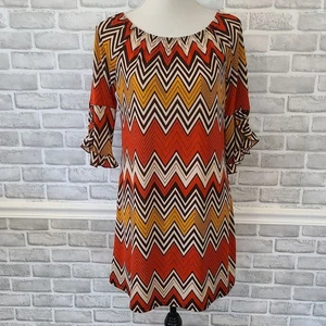Vintage Jody of California Tunika Etuikleid Chevron Herbst USA Boho Retro S - Bild 1 von 7