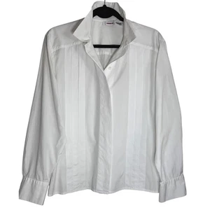 VTG Rodier French Minimalist Pleated Blouse 6 Made in Hong Kong Quiet Luxury - Picture 1 of 9