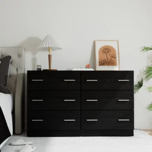 Artiss 6 Chest of Drawers Cabinet Dresser Table Tallboy Lowboy Storage Black - Picture 1 of 8