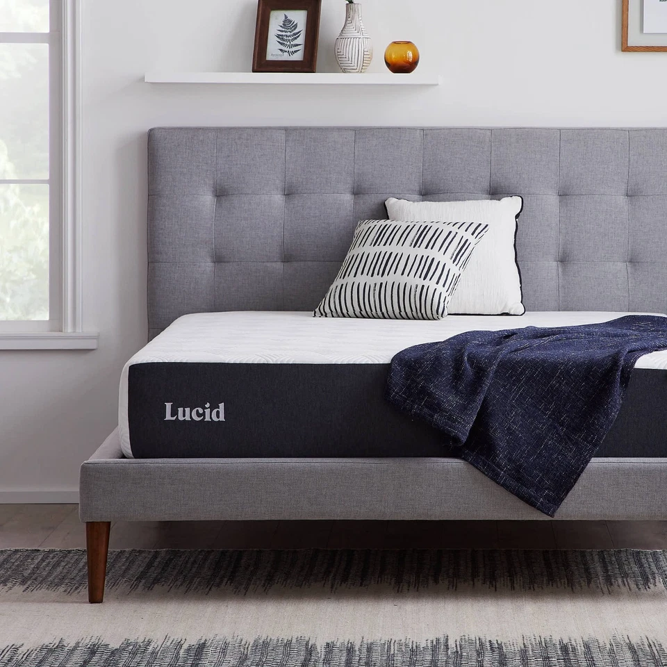 Colchón de espuma viscoelástica LUCID 10 pulgadas - Infusiones de carbón y gel de bambú Foto 1 de 1
