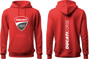 DUCATI FELPA CON CAPPUCCIO HOODIES MOTO MOTOGP MECCANICA BOLOGNA ITALIA ROSSO - Foto 1 di 4