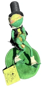 Muñeca Annalee Esmoquin Rana Verde Cuerno Francés Sombrero 9” Base Plana De Colección 1987 ETIQUETA - Imagen 1 de 12