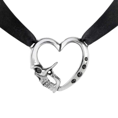 ALCHEMY ETENDU MORT DE COEUR Calavera Corazón Negro Gargantilla Collar Swarovski Estaño  Foto 1 de 4