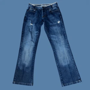 Pantalones de mezclilla Paragan TM con botones deshilachados cintura alta corte bootcut talla 29x32 #177 - Imagen 1 de 6