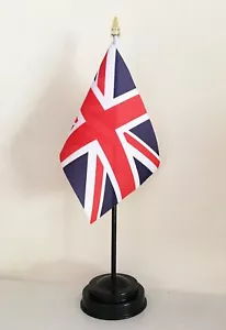 UNION JACK TABLE DESKTOP FLAG black base 6" x 4 " UNITED KINGDOM UK ENGLAND - Foto 1 di 1