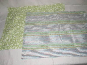 Due federe Ralph Lauren 100% cotone reversibili verdi e a righe 27"" x 22"" UE - Foto 1 di 9